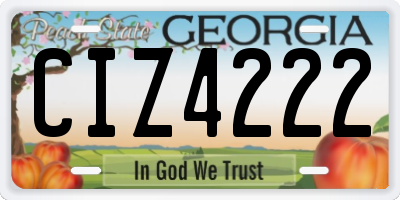 GA license plate CIZ4222