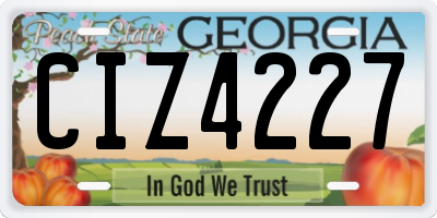 GA license plate CIZ4227
