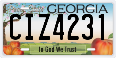 GA license plate CIZ4231