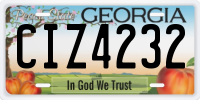 GA license plate CIZ4232