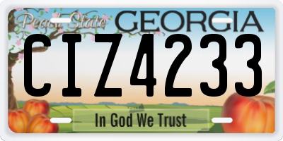 GA license plate CIZ4233
