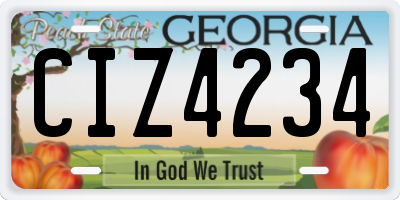GA license plate CIZ4234