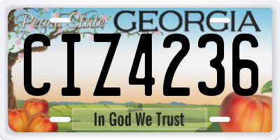 GA license plate CIZ4236