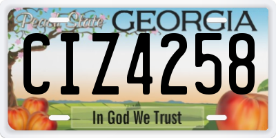 GA license plate CIZ4258
