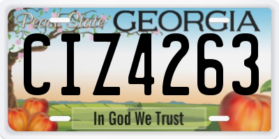 GA license plate CIZ4263