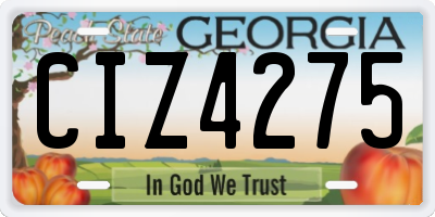 GA license plate CIZ4275