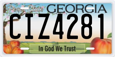 GA license plate CIZ4281