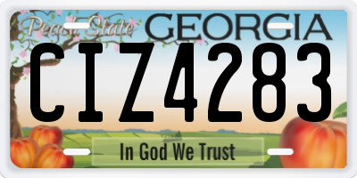 GA license plate CIZ4283
