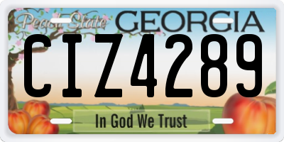 GA license plate CIZ4289