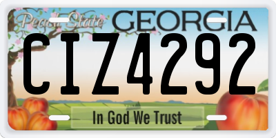 GA license plate CIZ4292