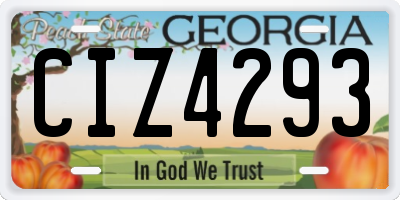 GA license plate CIZ4293