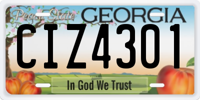 GA license plate CIZ4301