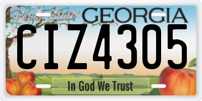 GA license plate CIZ4305