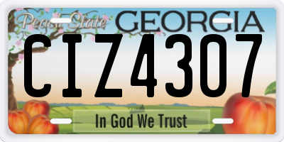 GA license plate CIZ4307