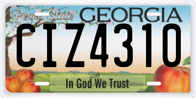 GA license plate CIZ4310