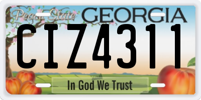 GA license plate CIZ4311