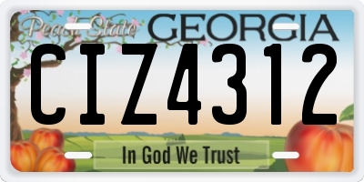 GA license plate CIZ4312