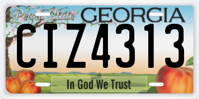 GA license plate CIZ4313