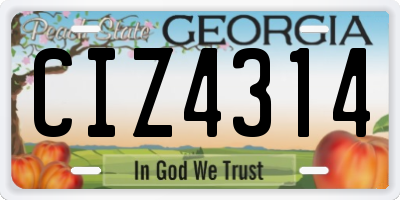 GA license plate CIZ4314