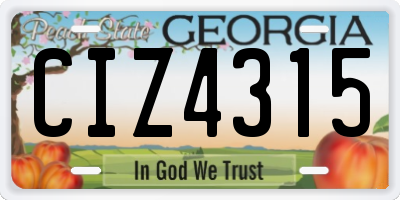 GA license plate CIZ4315