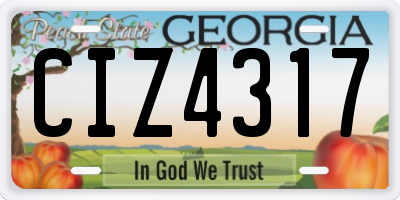 GA license plate CIZ4317