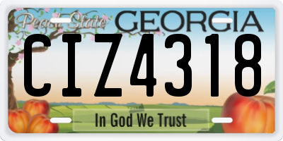 GA license plate CIZ4318