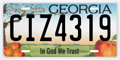 GA license plate CIZ4319