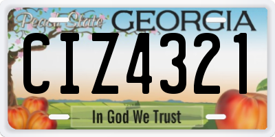 GA license plate CIZ4321