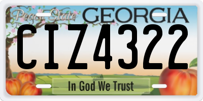 GA license plate CIZ4322