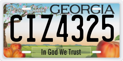 GA license plate CIZ4325
