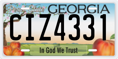 GA license plate CIZ4331