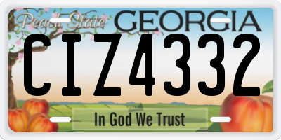GA license plate CIZ4332