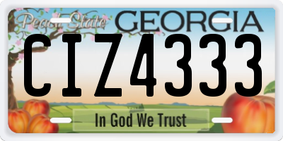 GA license plate CIZ4333