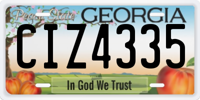 GA license plate CIZ4335