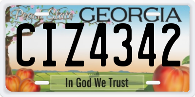 GA license plate CIZ4342