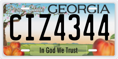 GA license plate CIZ4344