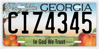 GA license plate CIZ4345