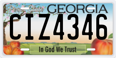 GA license plate CIZ4346