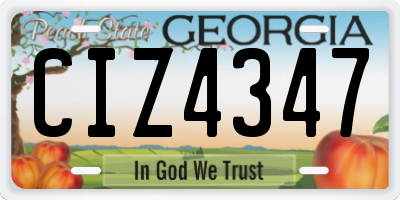 GA license plate CIZ4347