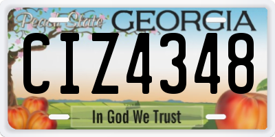 GA license plate CIZ4348