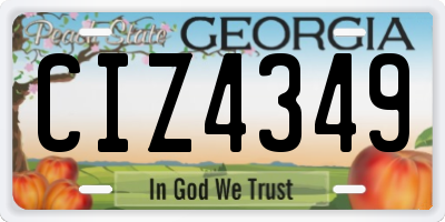 GA license plate CIZ4349
