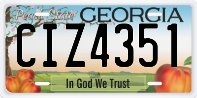 GA license plate CIZ4351