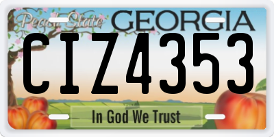 GA license plate CIZ4353