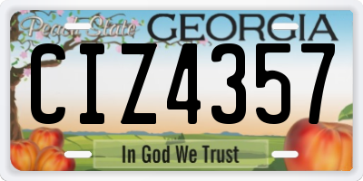 GA license plate CIZ4357