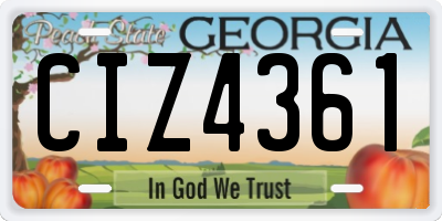 GA license plate CIZ4361