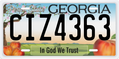 GA license plate CIZ4363