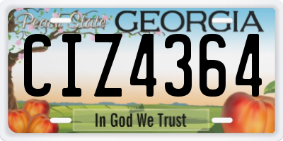 GA license plate CIZ4364