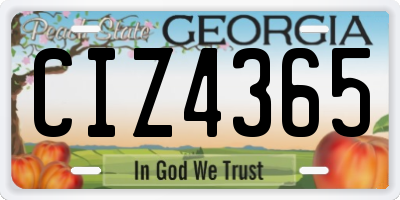 GA license plate CIZ4365