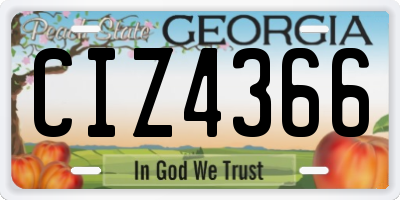 GA license plate CIZ4366