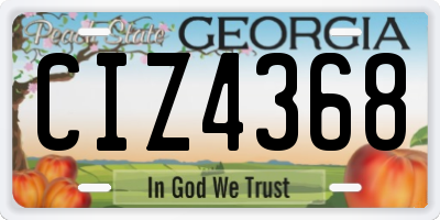GA license plate CIZ4368